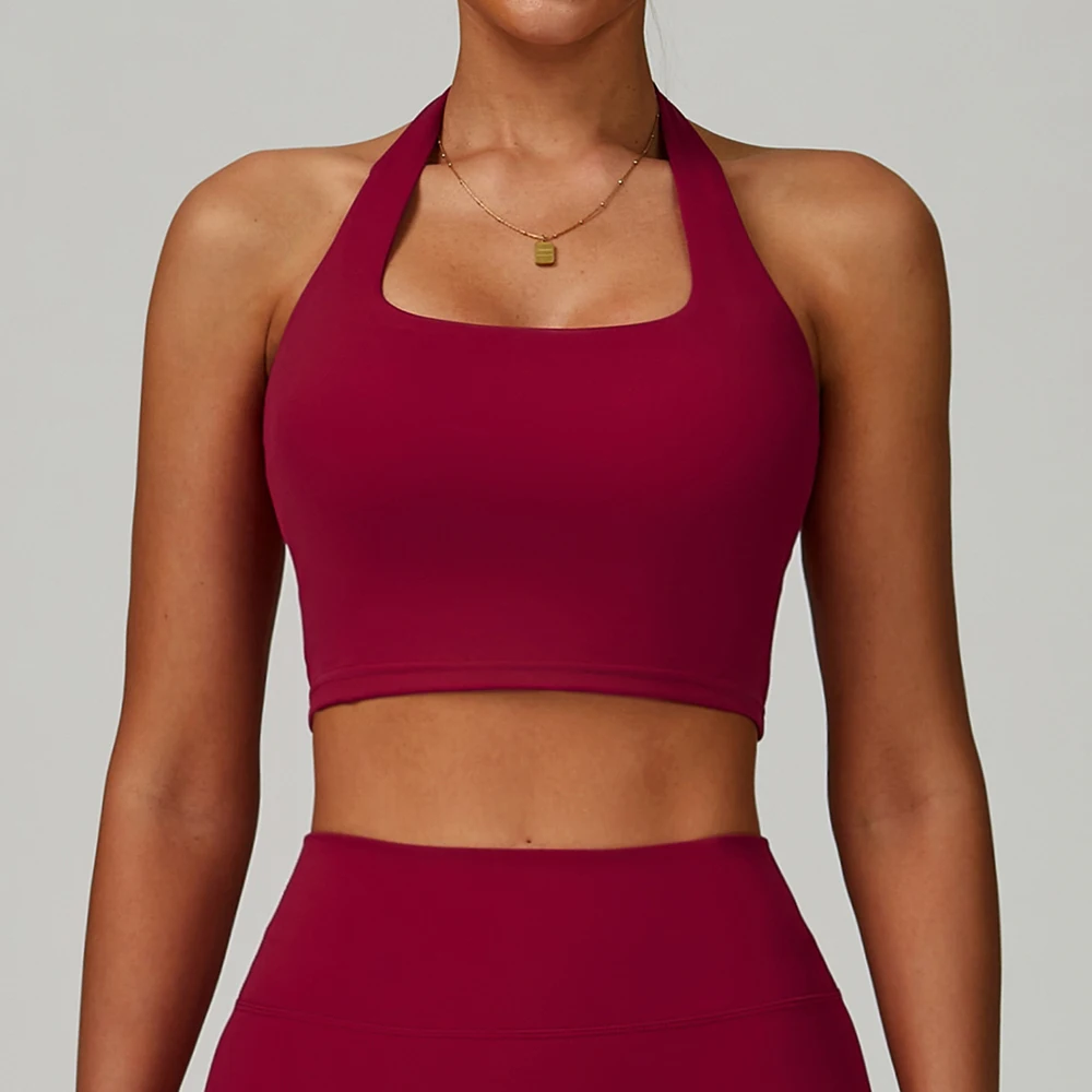Yoga Brassiere Hanging Neck Sports Bra Women Gym Top Women's Workout Underwear High Shorts Padded Women's Sportswear Crop Top ﻿
