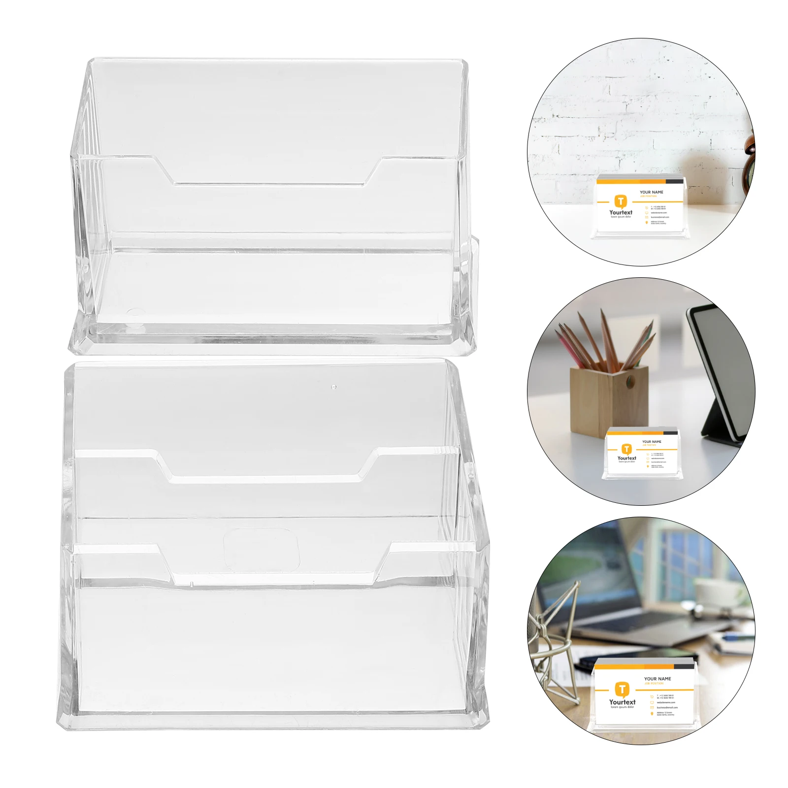 

2Pcs Clear Acrylic Business Card Holder Stand Non-Slip Base Office Desk Organizer Gift Display Gift Card Display