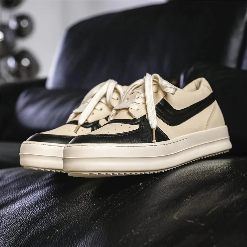 

Мужские кроссовки в нише с цветными блоками, четырехсезонный стиль, универсальные модные брендовые прогулочные туфли на плоской подошве с низким берцем и круглым носком на шнуровке