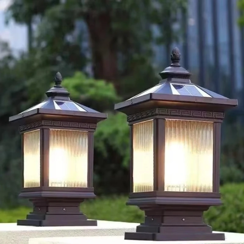 

New Chinese solar light, waterproof door pillar outdoor, wall lamp villa, gate garden, pillar door pier wall lamp