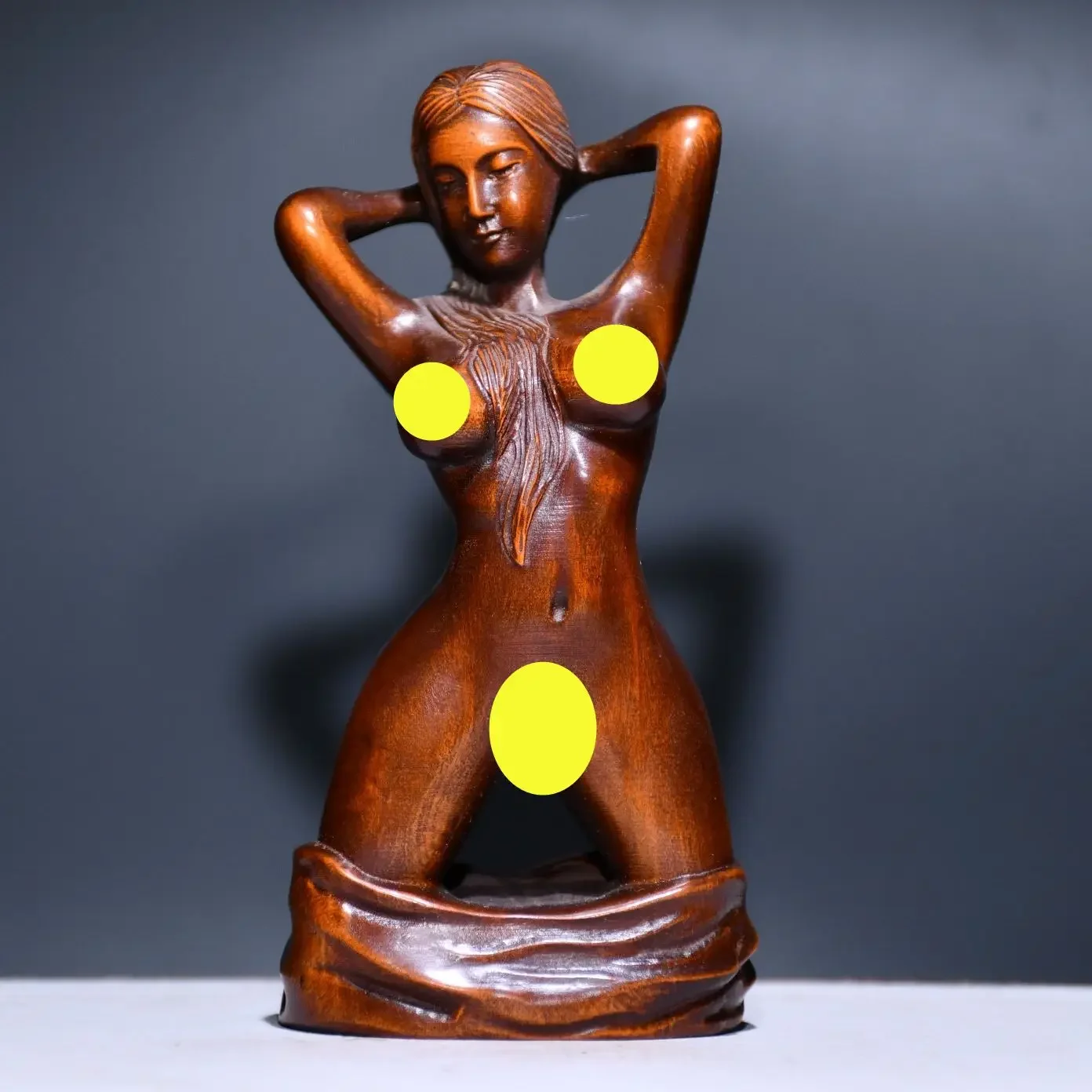 

Sexy Busty Beauty Girl Nude Statue Wood Carving Body Art Sculpture Crafts Desktop Ornament Retro Home Decor