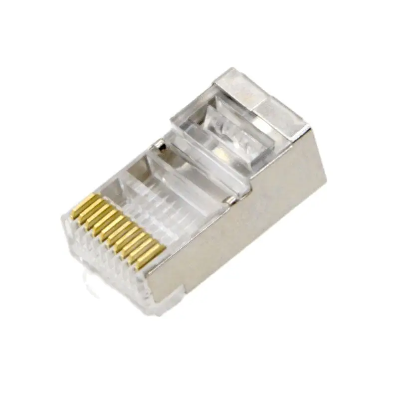 100pcs NEW RJ48 10P10C Shielded Crystal Head Network Connector Socket Crystal Head 1.2mm Large Aperture Scanning Gun Special