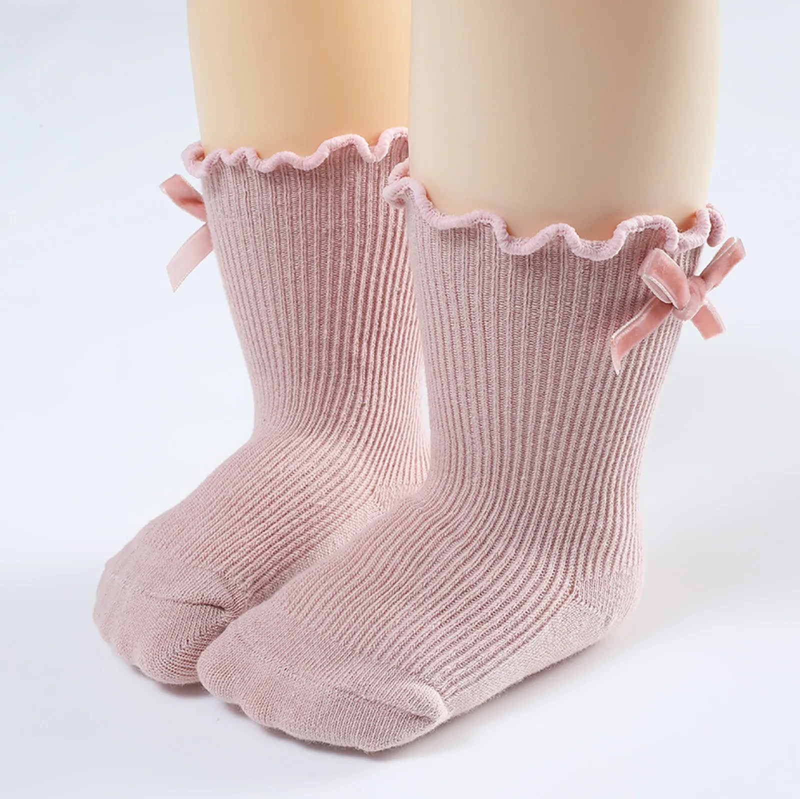 Kinder Anti-Rutsch-Rüschen Rüschen lange Socken für Mädchen Kind Kleinkind niedlichen kawaii Baumwolle solide hochwertige Socke Baby zubehör