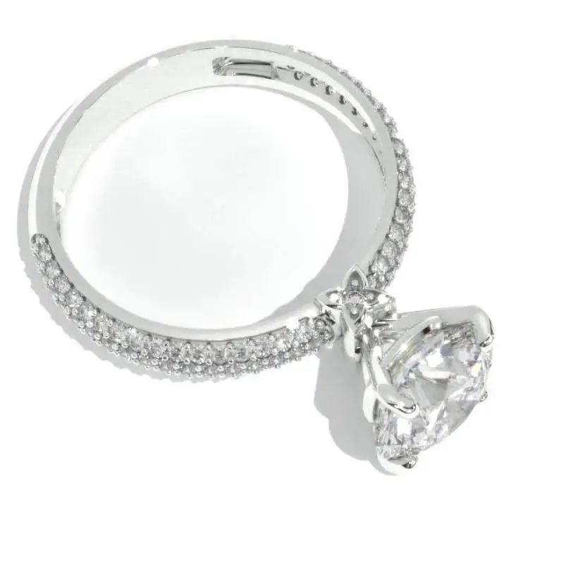 Huitan Brillante 4-Krallen-Zirkonia-Ringe für Frauen, elegantes Temperament, Finger-Accessoires, luxuriöser, schicker Ehering-Schmuck