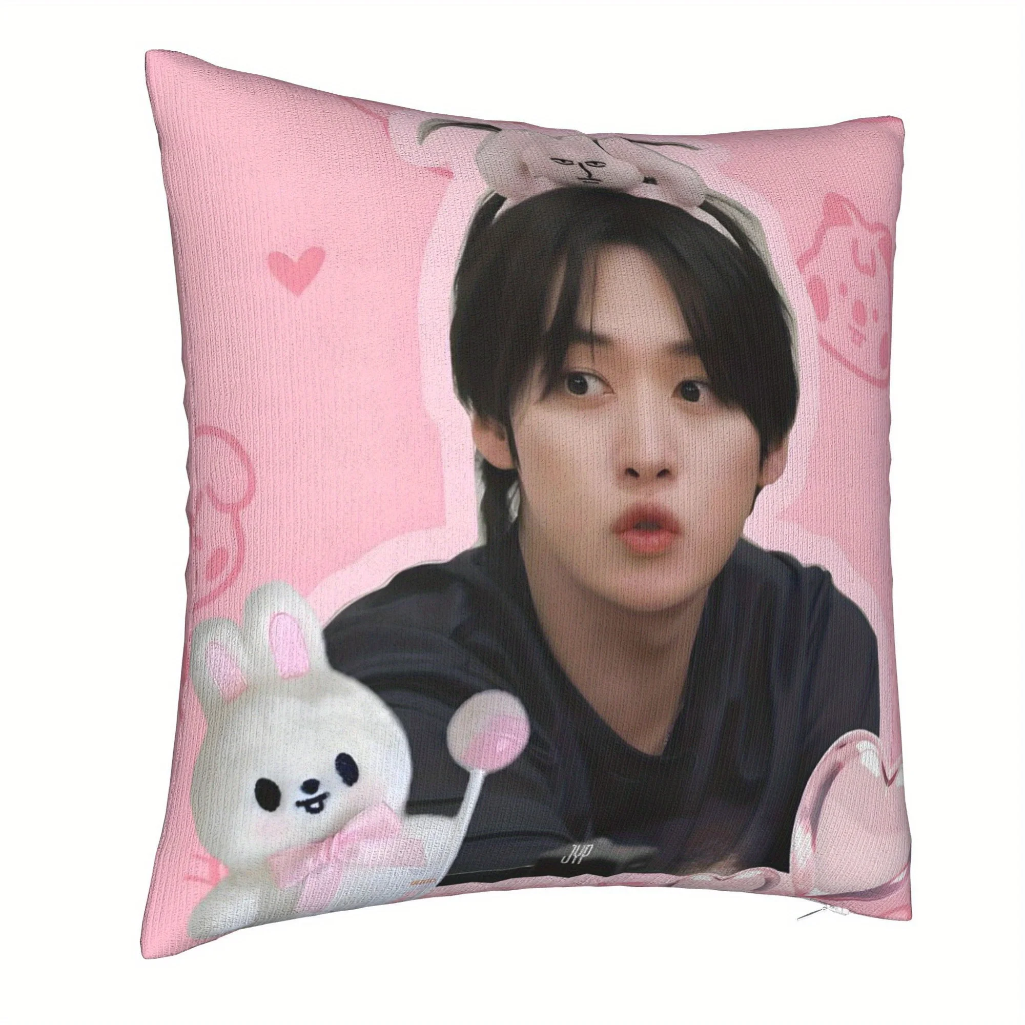 

Наволочка ZLIENSZUS SKZ Lee Know с милым мультяшным принтом, мягкий полиэстер, на молнии, машинная стирка, декор для дома