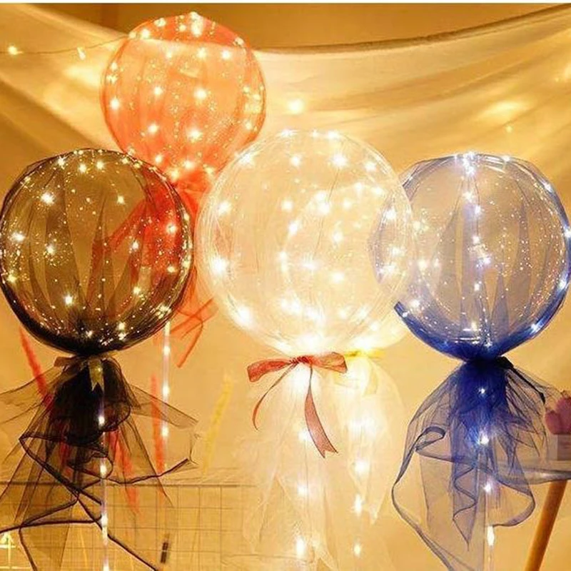 Creative Balloon Rose Flower Bouquet Wedding Decoration Bobo Ball LED Glowing Column Decoration Scene Birthday Party Room Layout