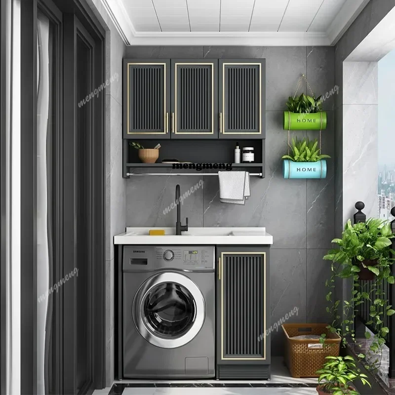 H134Small-sized Laundry Cabinet Space Aluminum with Washboard Living Room Cabinets Balcony Drum Companion Furniture Armoire