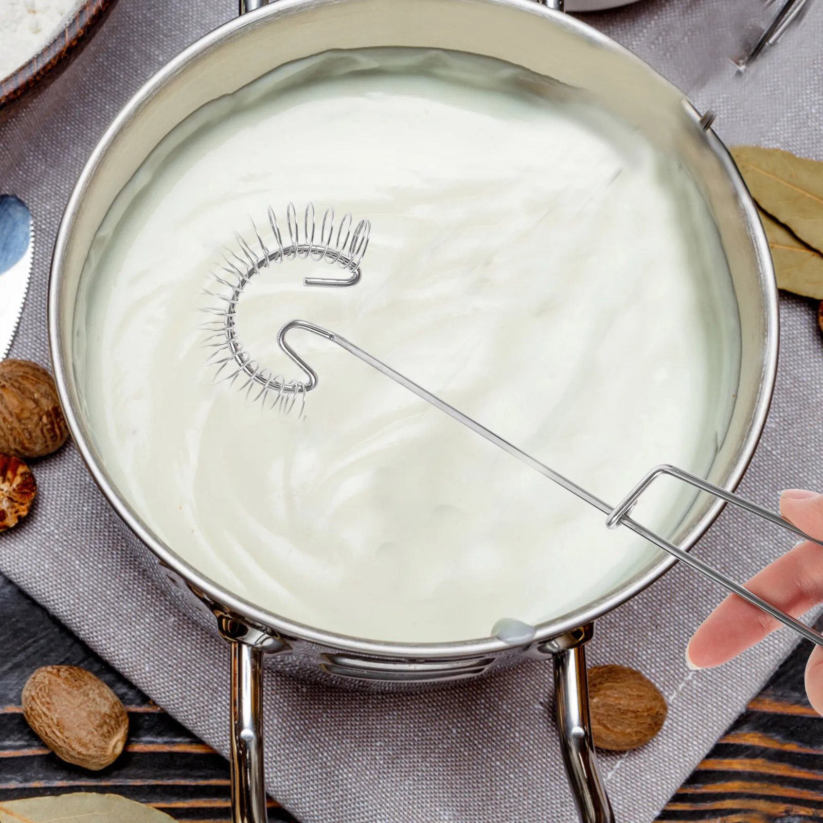 

Stainless Steel Spring Whisk Manual Egg Mixer for Kitchen Baking Cooking Restaurant Cake Shop Cream Frother Tool