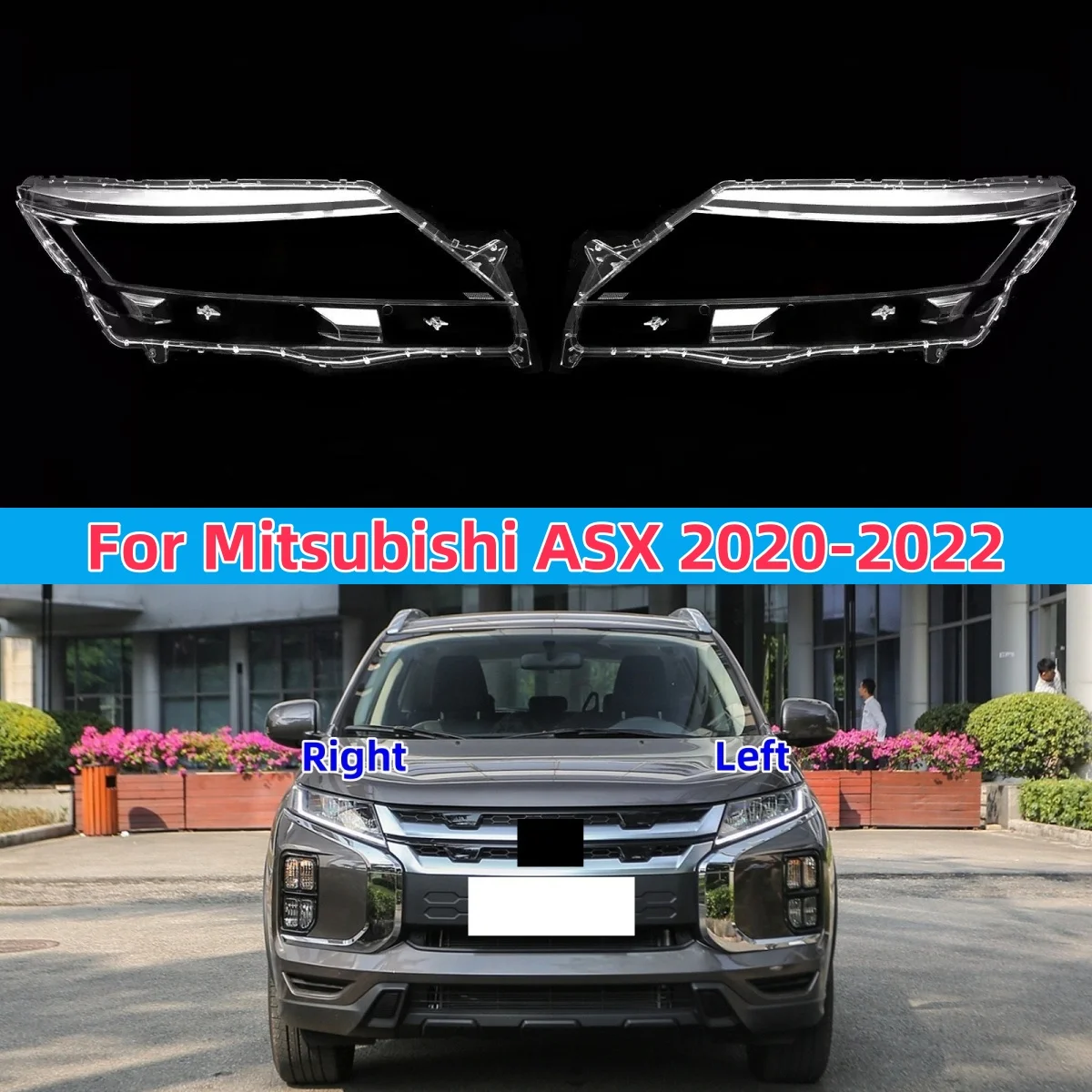 لميتسوبيشي ASX 2020 2021 2022 كشافات غطاء للعدسات عاكس الضوء العلوي قذيفة شبكي مصباح قذيفة أضواء شفافة قناع #2