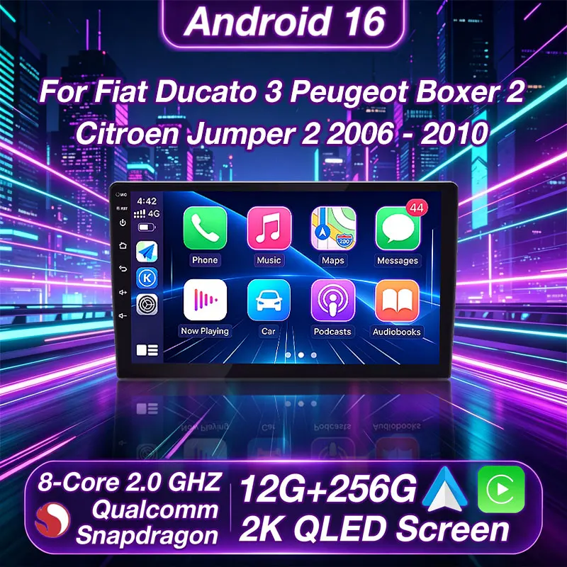 

Android 16 Car Radio For Fiat Ducato 3 Peugeot Boxer 2 Citroen Jumper 2 2006 - 2010 GPS Multimedia Player Navi Head Unit QLED BT