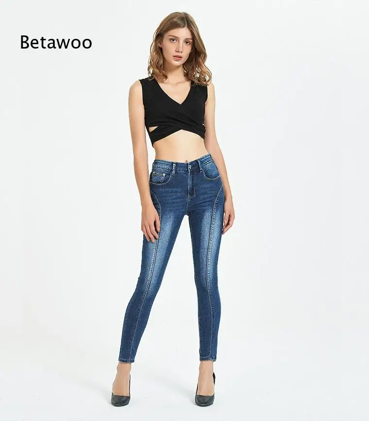 Women's High Waist Stretch Denim Skinny Jeans with Slim Fit and Ankle Length, Casual Everyday Wear for Spring Autumn Season