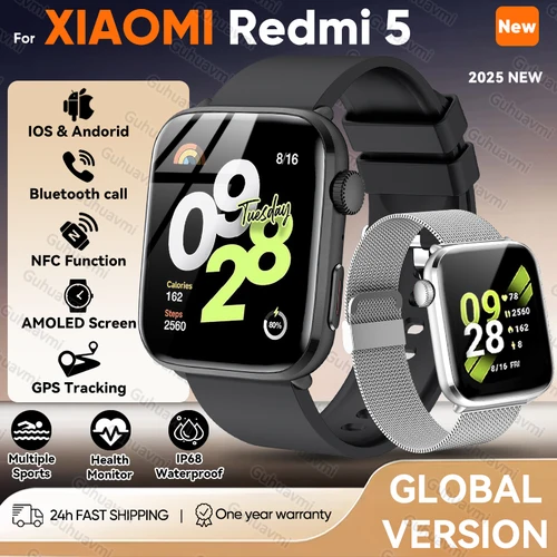 Imagen 1 del producto 2025 nuevo para Xiaomi Redmi Watch 5 Bluetooth llamada GPS seguimiento NFC ritmo cardíaco IP68 impermeable deporte Fitness pulsera inteligente Unisex