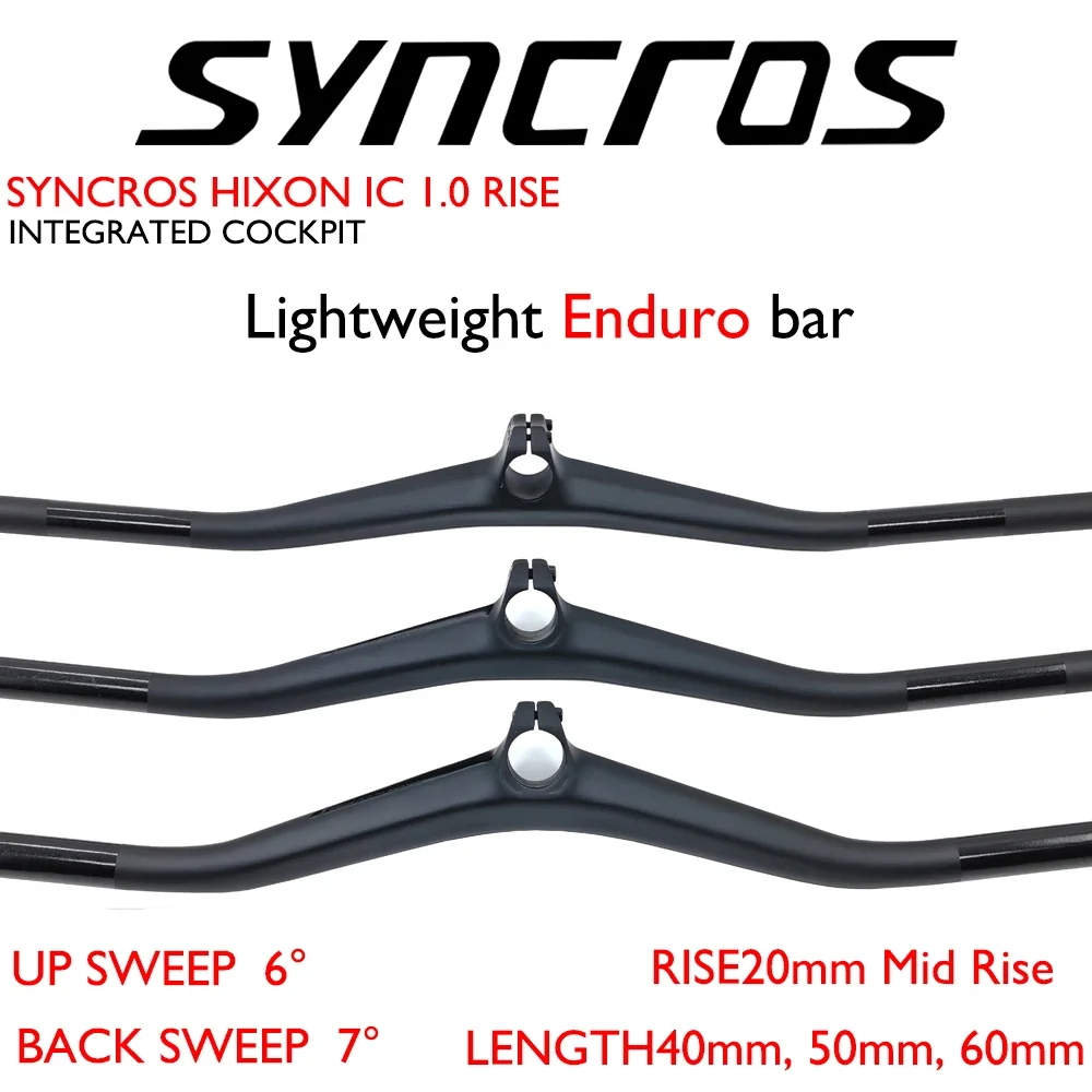 SYNCROS IC 1.0 RISE for carbon fiber one-piece enduro/XC handlebars, length 40/50/60, with high carbon resin computer mount