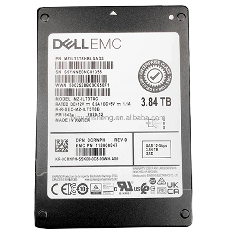 جديد وأصلي PM1643a 3.84 تيرا بايت SAS 6 جيجابايت/ثانية SSD 2.5 بوصة نوع واجهة تطبيق الخادم المعدني
