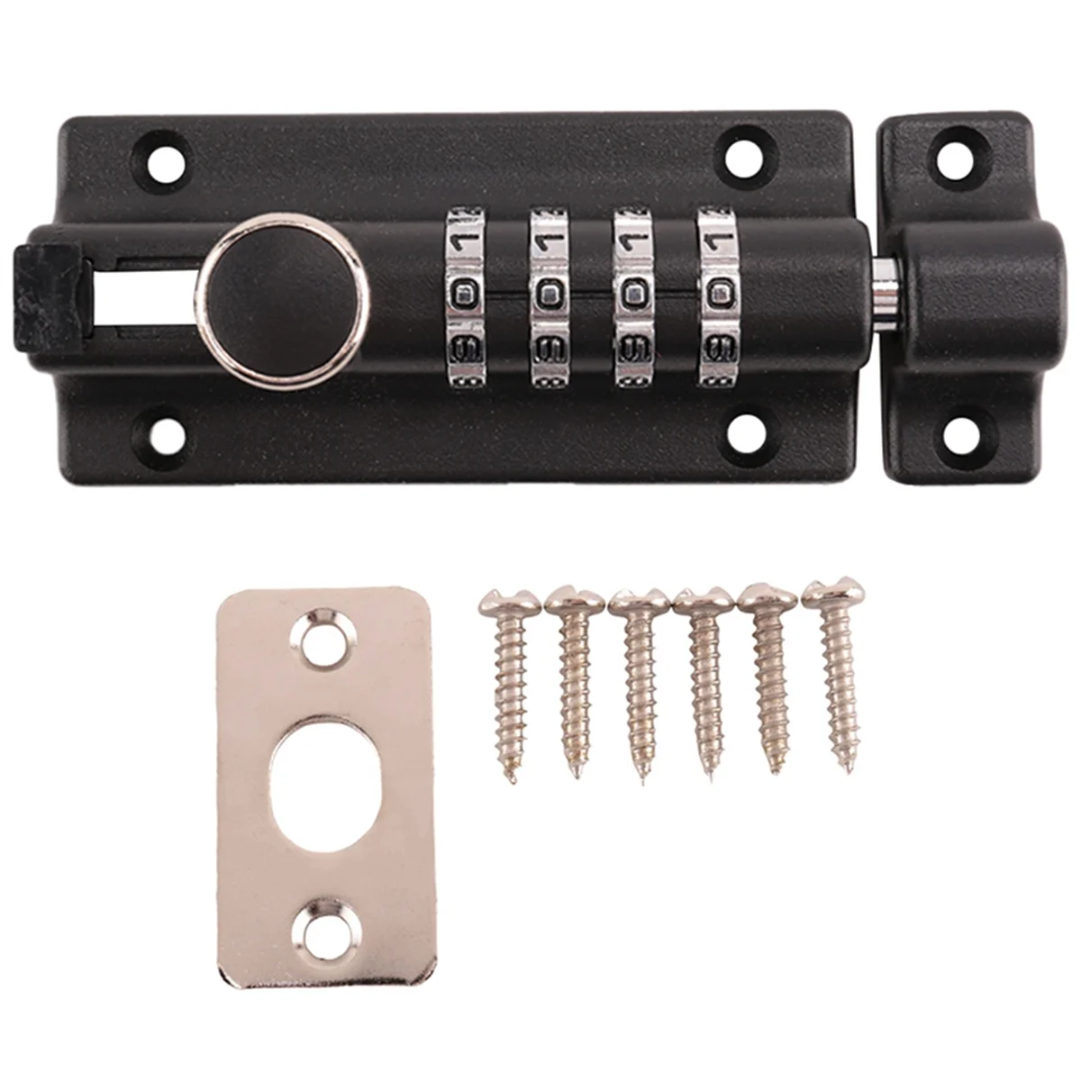 Password Lock Black Bolt Metal Door Latch Anti-Theft Safety Combination Digit Padlock Outdoor Home Wood Gate Hardware