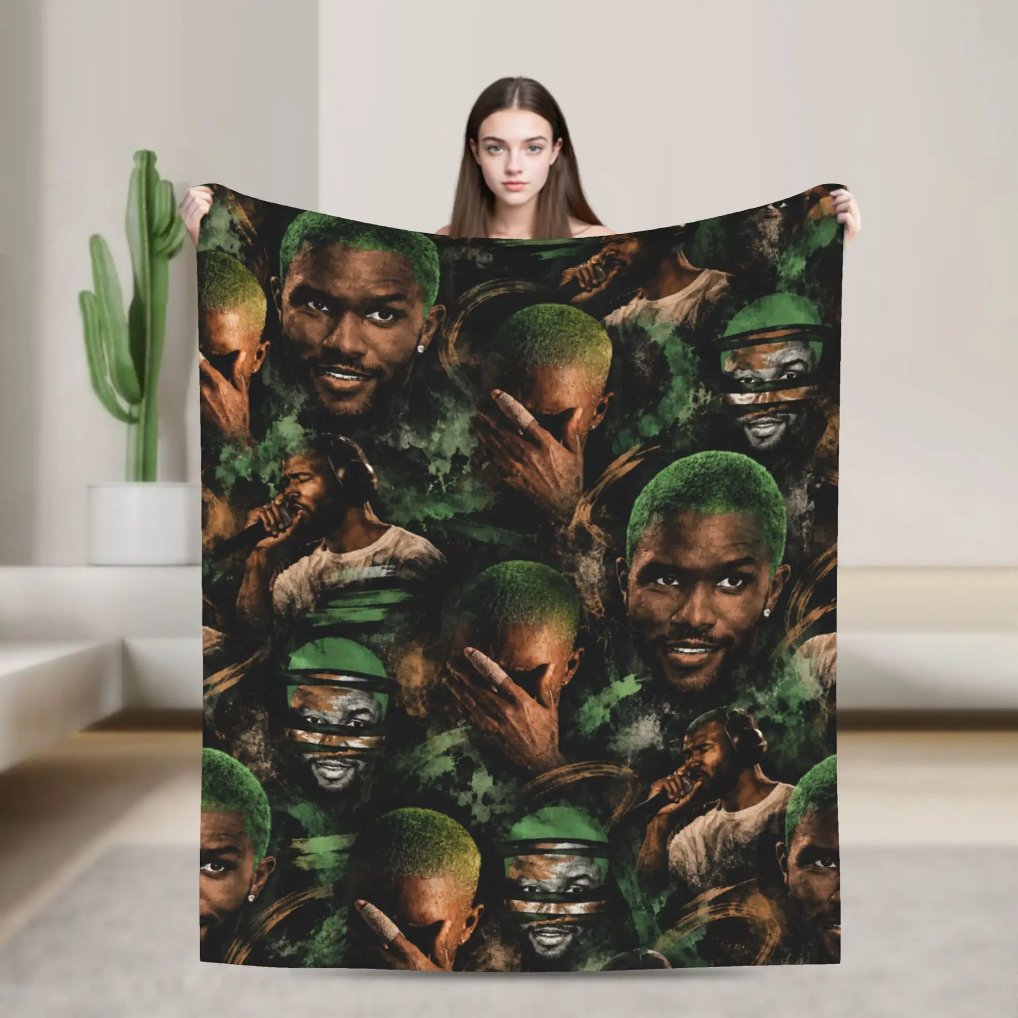 BLOND Print Blankets Rapper Frank Graphic Super Warm Novelty Plush Throw Blanket For Home Decor Flannel Bedspread Bed Cover