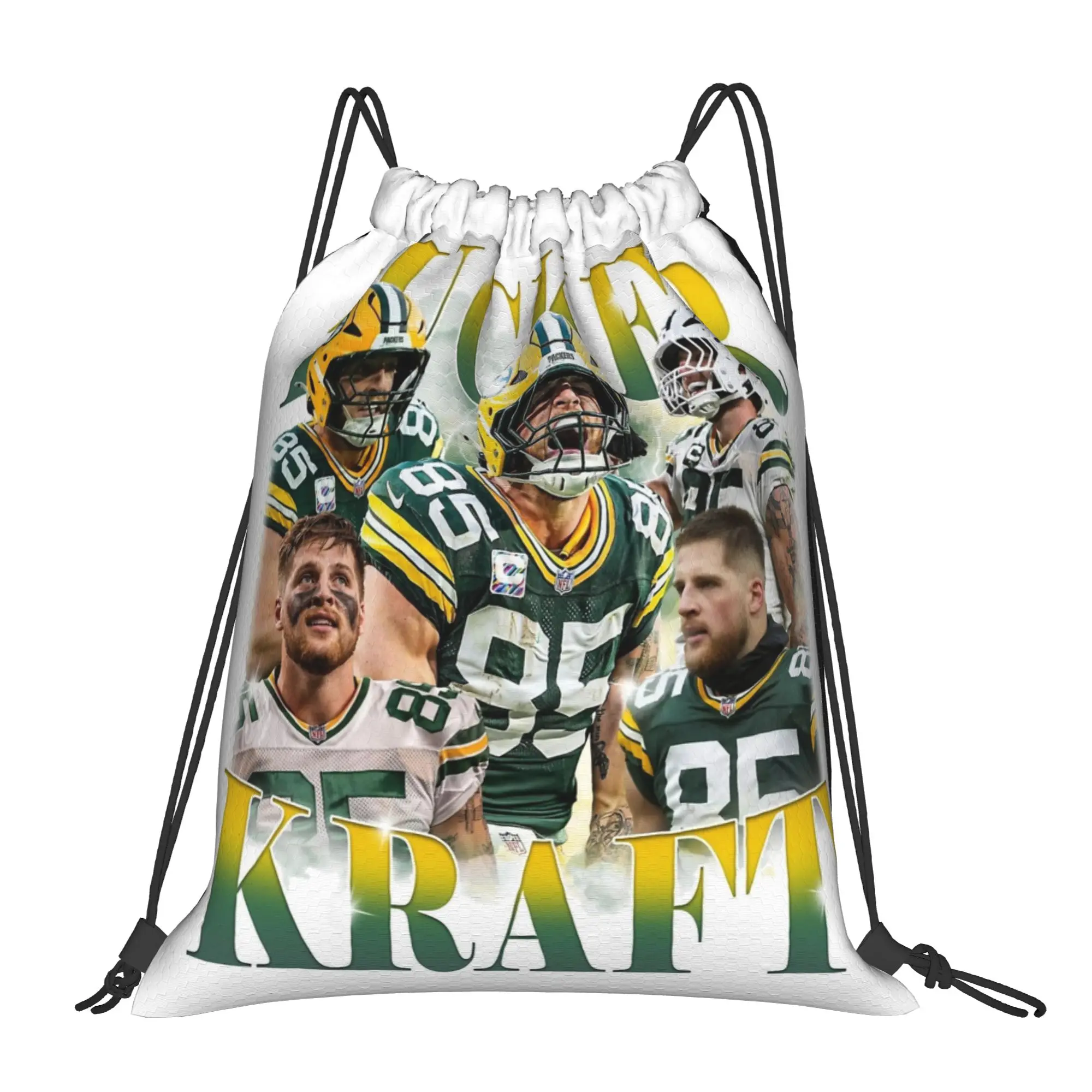 

Tucker Kraft Football Heated Rivalry Drawstring Bags Sports Backpack Gym Sackpack Water Resistant String Bags for Exercise