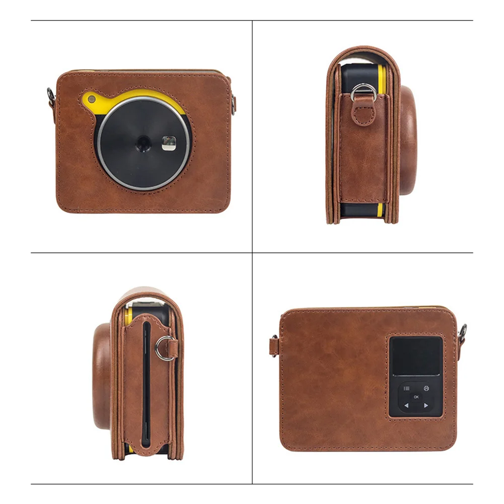 Camera Case Pockets PU Leather Camera Bag Case Replacement Instant Camera Protective Case Protective Accessories for Kodak C300R