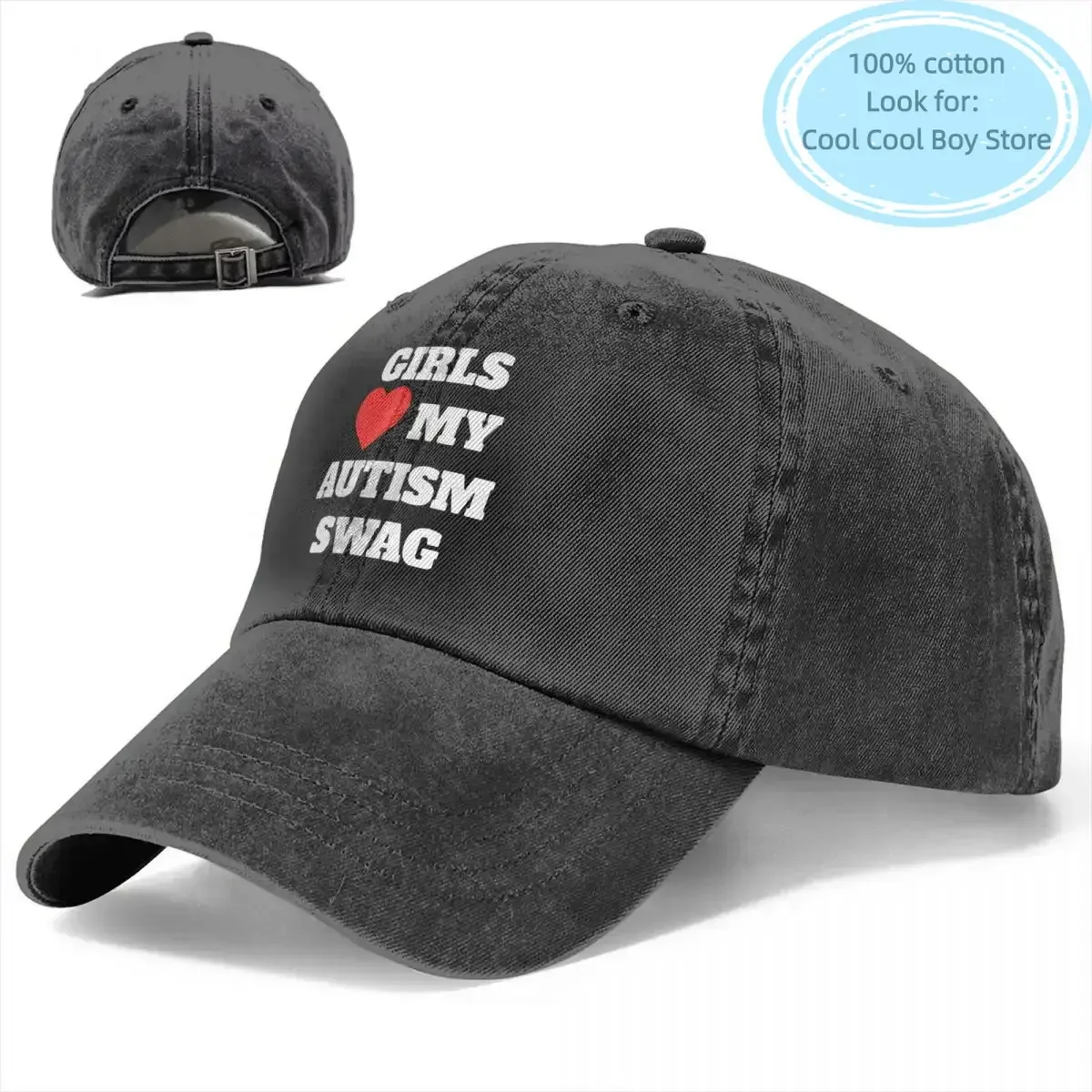 Girls Heart My Autism Swag Baseball Caps Vintage Distressed Denim Washed Snapback Hat Outdoor Activities Adjustable Caps Hat