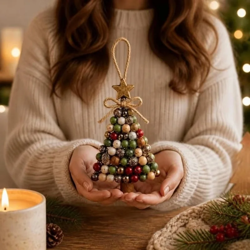 Diy Christmas Tree Beaded Ornament Kit Handmade Beading Decoration Set Xmas Tree Home Decor Holiday Craft Gift For Family