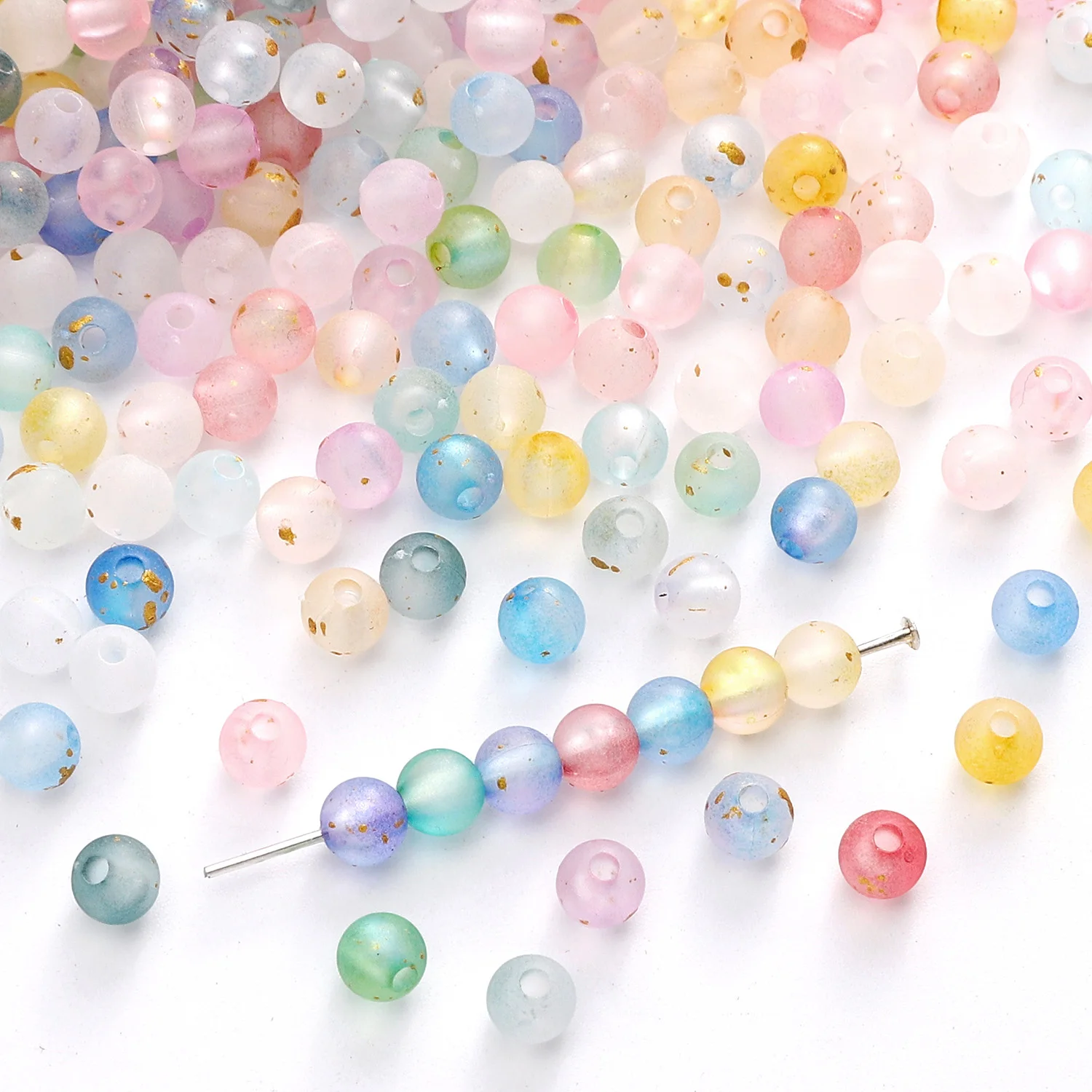 10g/bag Approx 40-100pcs Acrylic Round Beads 6-8mm Colorful Loose Spacer Beads Handmade DIY Making Necklace Bracelet Findings