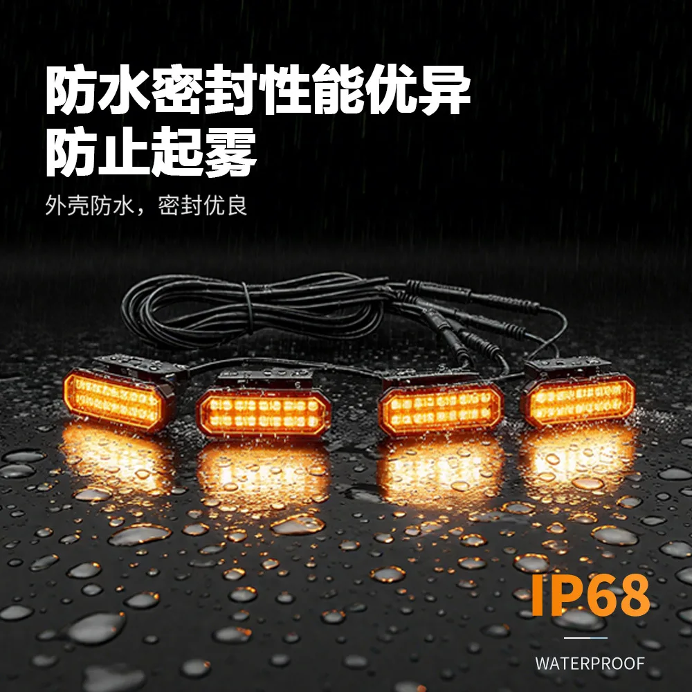 Universal 12V LED Grille Light Bar Kit for Car Front Bumper Off-Road Decoration, 18-SMD Yellow Amber Driving Lamp, Clip-On