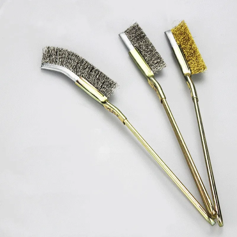 225- 245mm Mini Wire Brush Steel Brass Nylon Polishing Brush for Industry Detail Metal Rust Removal Household Cleaning Hand Tool