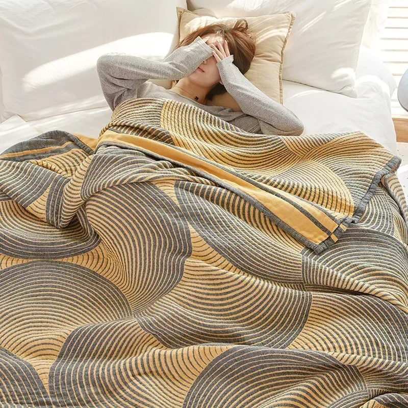 New Nordic Geometry Throw Blanket, Cotton Gauze Sofa Towel, Double Air Conditioning Blanket, Single Sofa Cover, Bedspread Sheet