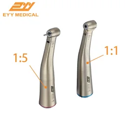 EYY Dental 1-1/1-5 Fiber Optic Contra Angle Low Speed Handpiece Dentist Electric Motor Clinic Brushless LED Micromotor Polisher