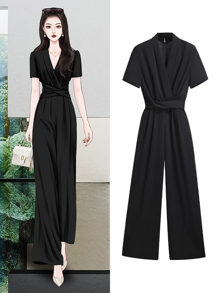 

Элегантный женский летний костюм-двойка 2026 года: брюки с высокой талией и широкими штанинами, дизайнерский комплект премиум-класса