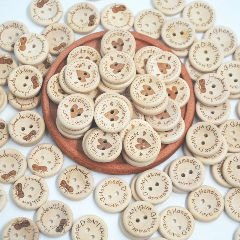 DIY Wood Buttons Sewing Accessories Wooden Craft Supplies Clothing Material Decoration Child Clothing 50 PCS 2 Hole Wood Button