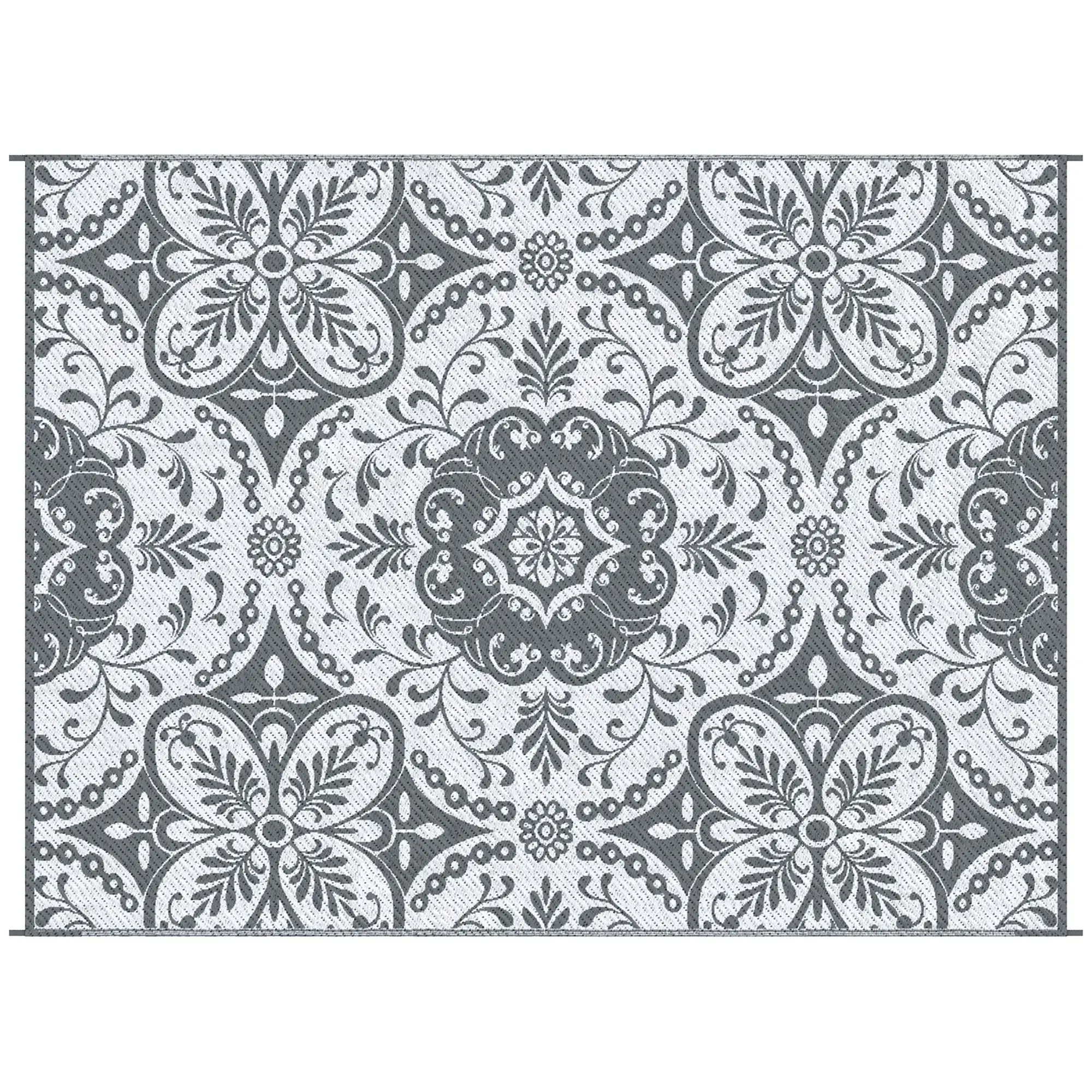 

For Outsunny 9' x 12' RV Outdoor Rugs / RV Outdoor Carpet with Carrying Bag, Gray & White Floral