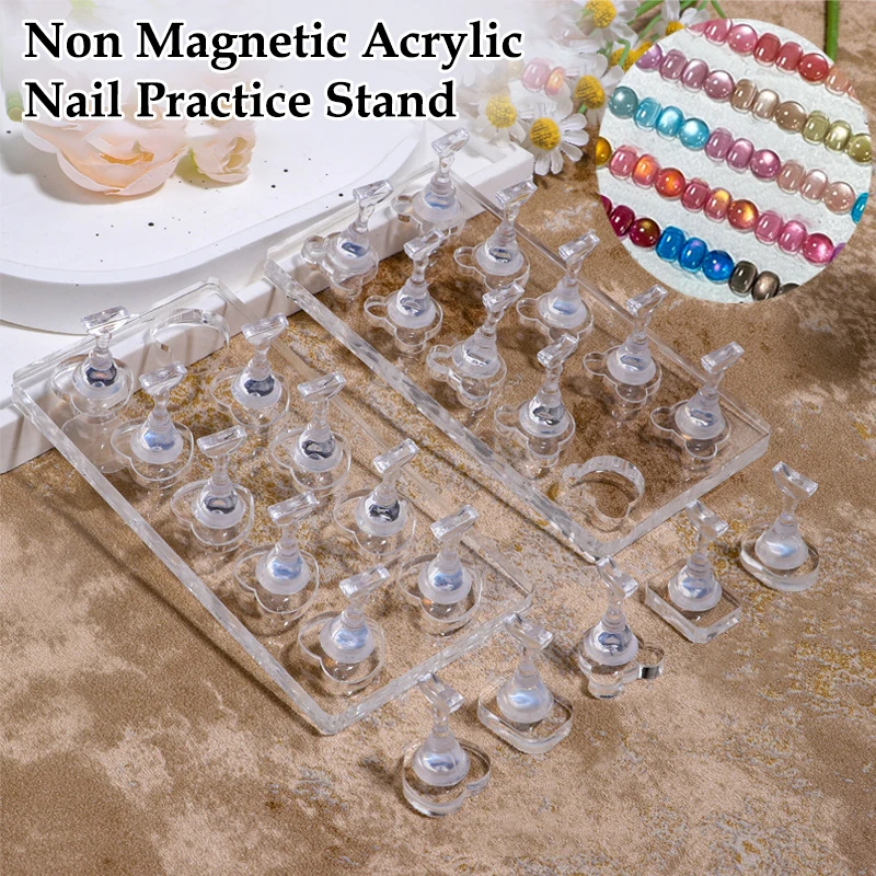 Non-Magnetic Nail Stand  Acrylic Cartoon Bear Love Shape Nail Stand False For Cat Eye Gel Press On Nail Display Stand Tip Holder