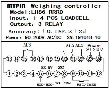 (LH86-RRRD) 6 controller di pesatura a LED con display digitale, bilance digitali da 100 kg, bilance per bagagli
