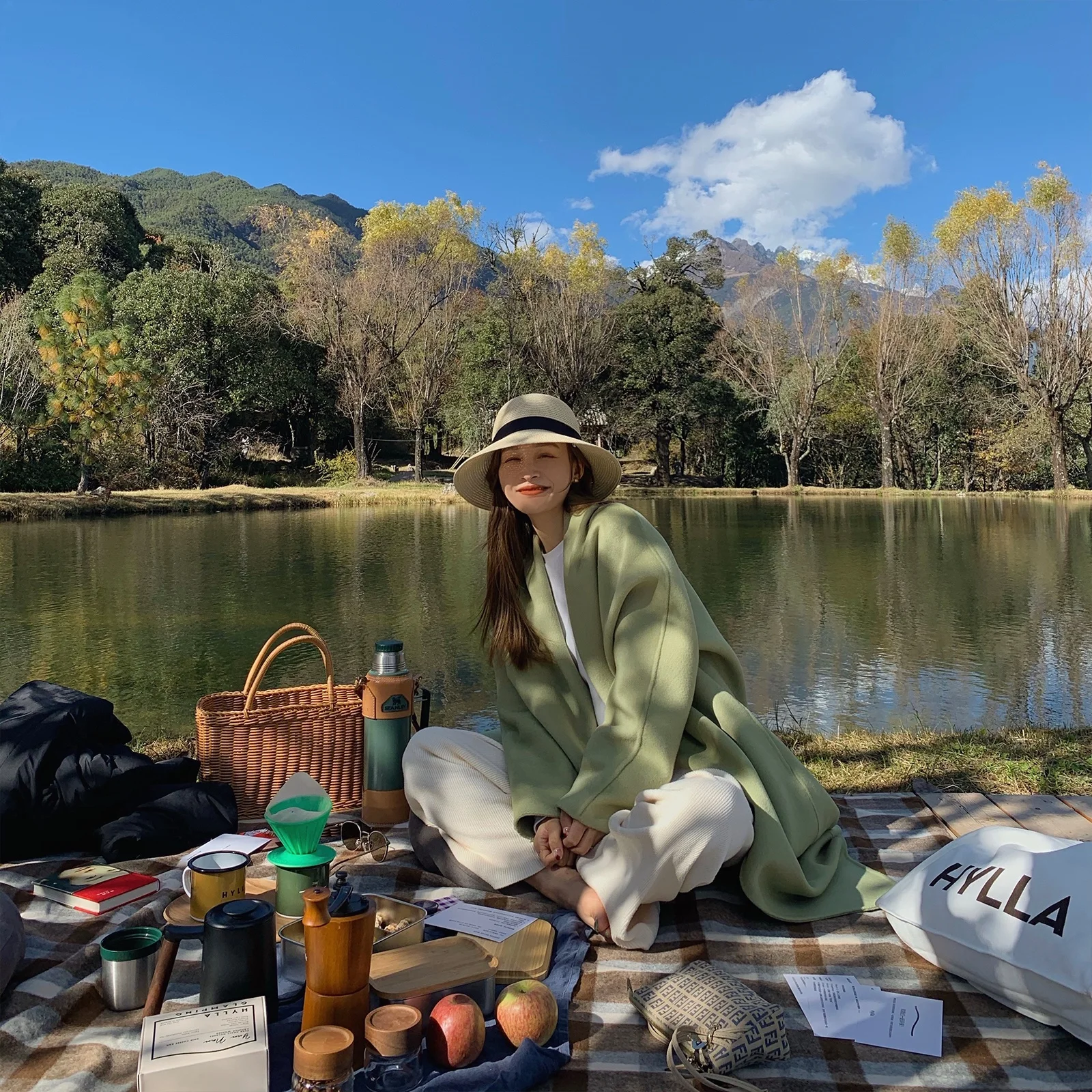 

Bluetique Double-Sided Woolen Coat Lazy Wave Pattern Loose Fit Australian Wool Slimming Long Sve Commute Sle Pure Color