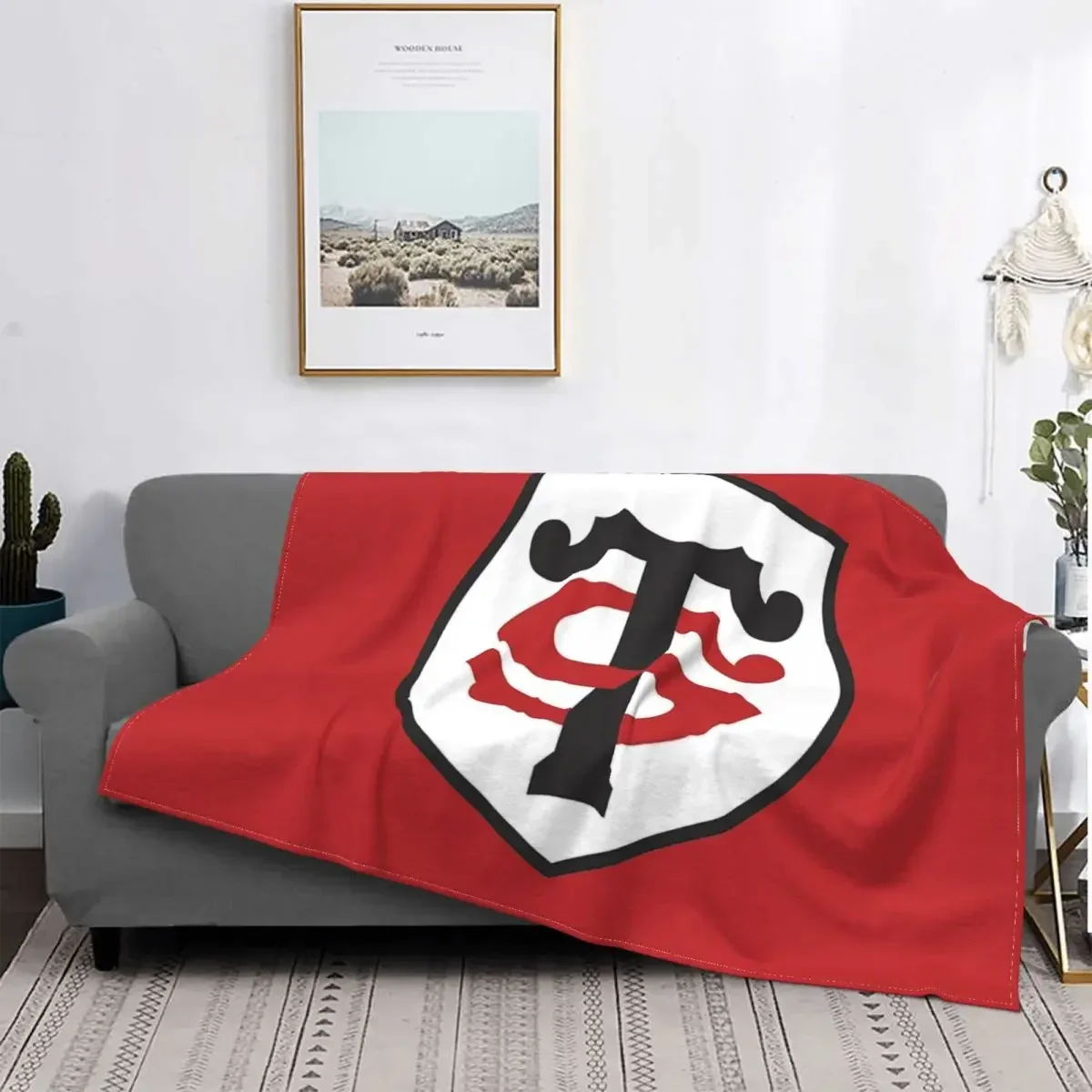 Icon Stade Toulousain Fleece Throw Blanket Rugby Club Blanket for Bedding Couch Soft Bedspread blankets for beds