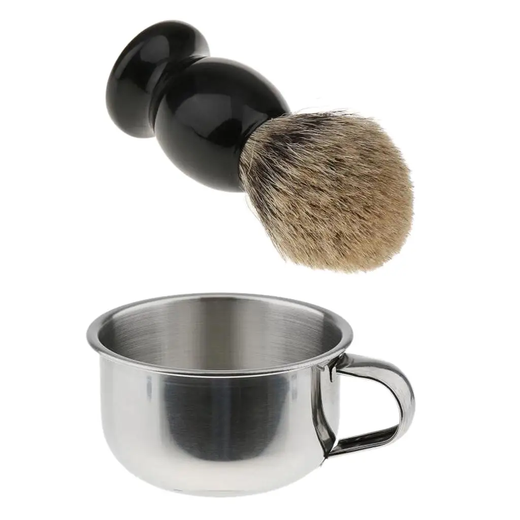 Shaving Brush Set with Shaving Mug Multicolor Shave Soap Bowl for Men Barber Salon Shaving Accessories