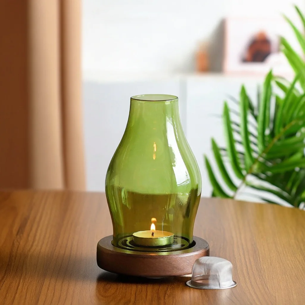 Vintage Glas-Aromatherapie-Kerzenwärmer für Wachsschmelzen Ätherisches Öl Schlafzimmer Heimdekoration Entspannungsgeschenk