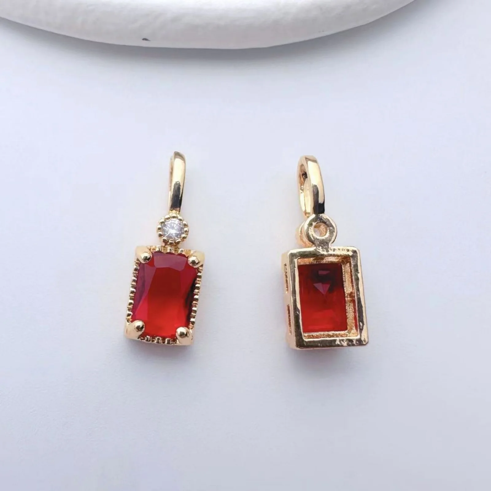 5Pcs Brass Rectangle Glass Charms 18K Gold Plated Pendant Multicolor Cubic Zirconia DIY Necklace Earring Jewelry Making Findings