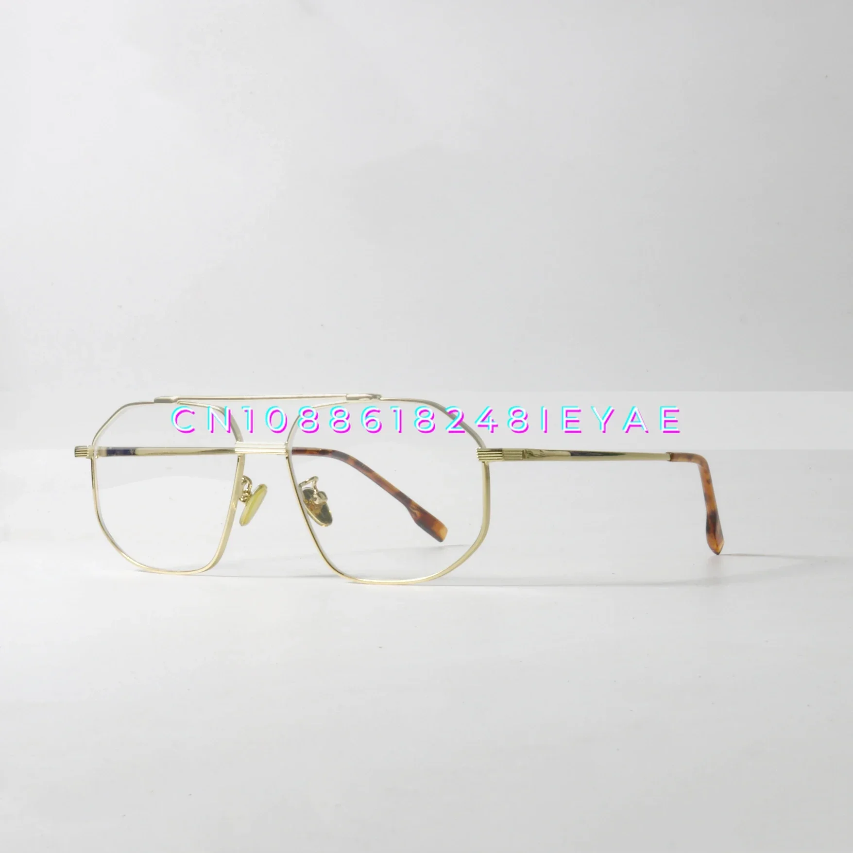 Gafas piloto poligonales de estilo retro Uv400 Gafas de sol con montura fina de metal anti-azul