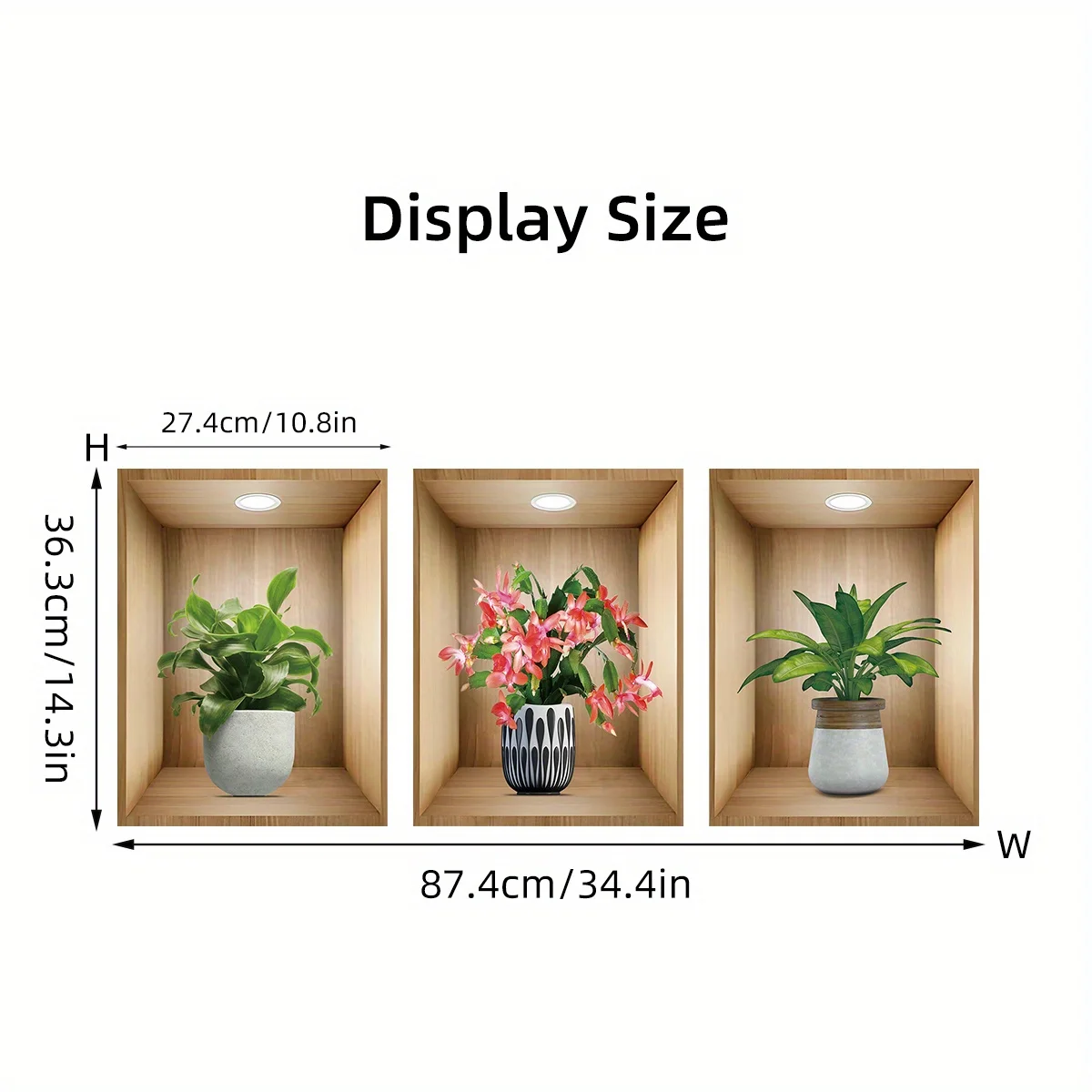 3pcs Watercolor Realistic Potted Flower Plant Wall Stickers Removable for Bedroom Living Room Nursery Decoration Wall Decals