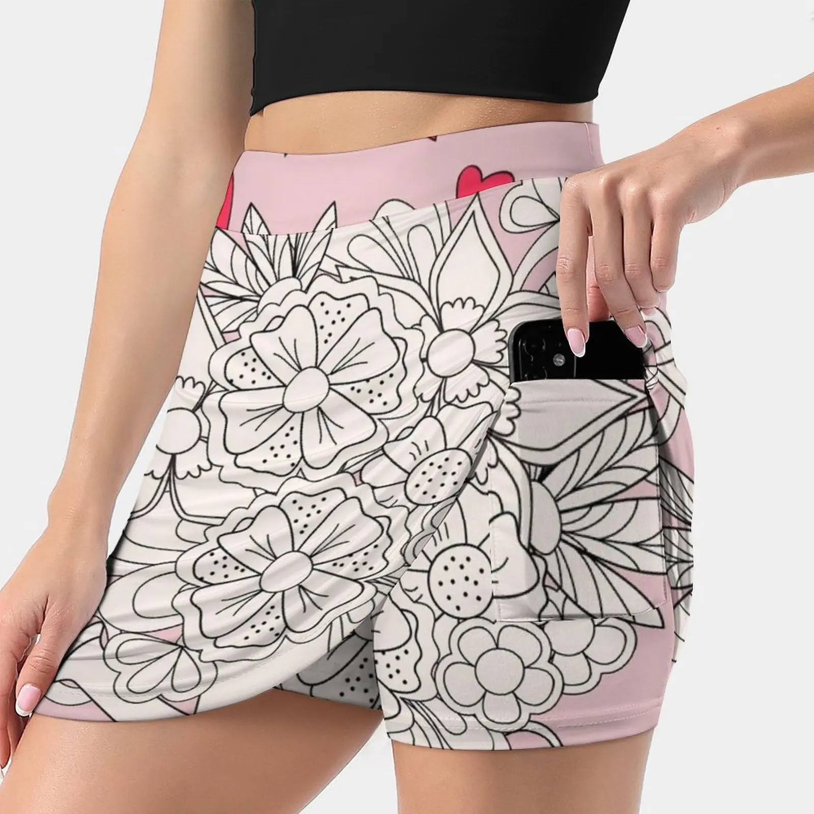 

Bouquet With Love Women's skirt With Hide Pocket Tennis Skirt Golf Skirts Badminton Skirts Running skirts Concept Love Romantic