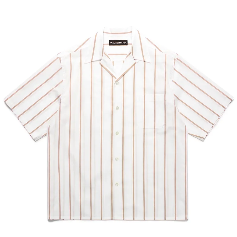 Fashion Simple Summer WACKO MARIA 25SS Stripes Colour Block Cuban Neck Mens Womens Hawaii Short Sleeve Shirt Tops