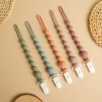 1pcs תינוק נגד ירידה מוצץ קטעי וידאו חרוזים סיליקון שרשראות שרשרת תינוק פטמה מרגיעה קליפים שרשרת קליפס