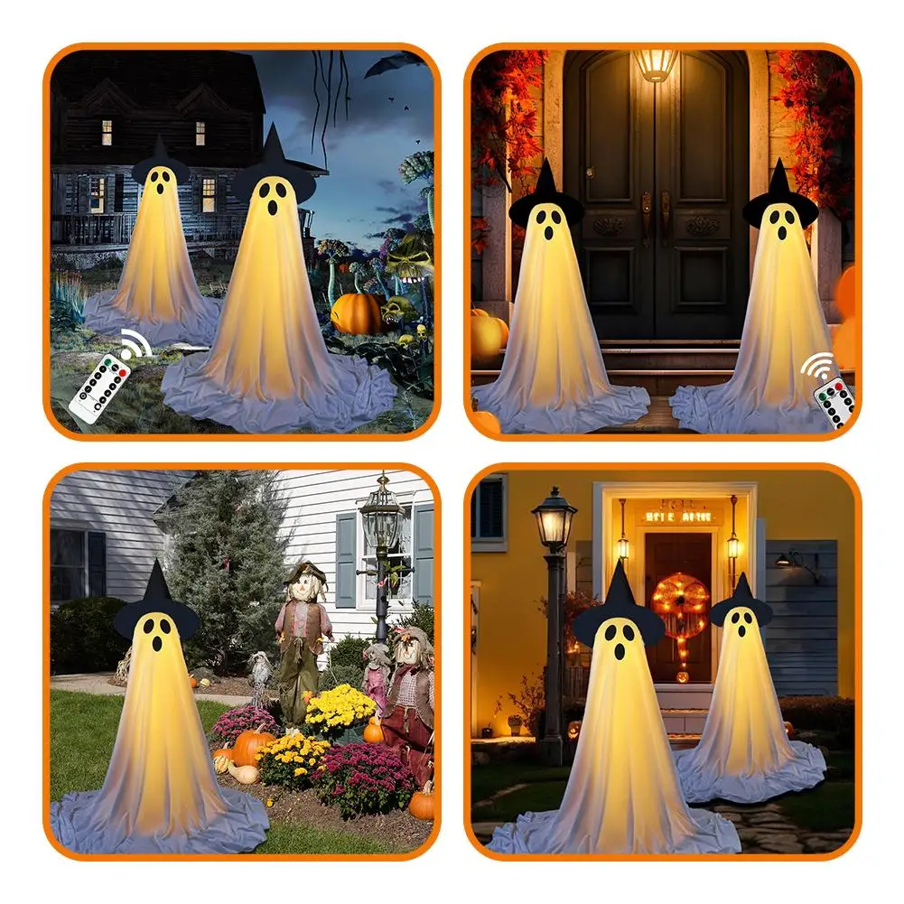 

Remote Control LED Glowing Ghost Dimmable Retractable Realistic Halloween Rechargeable Horror Standing Ghost Party Decorati Y9F4