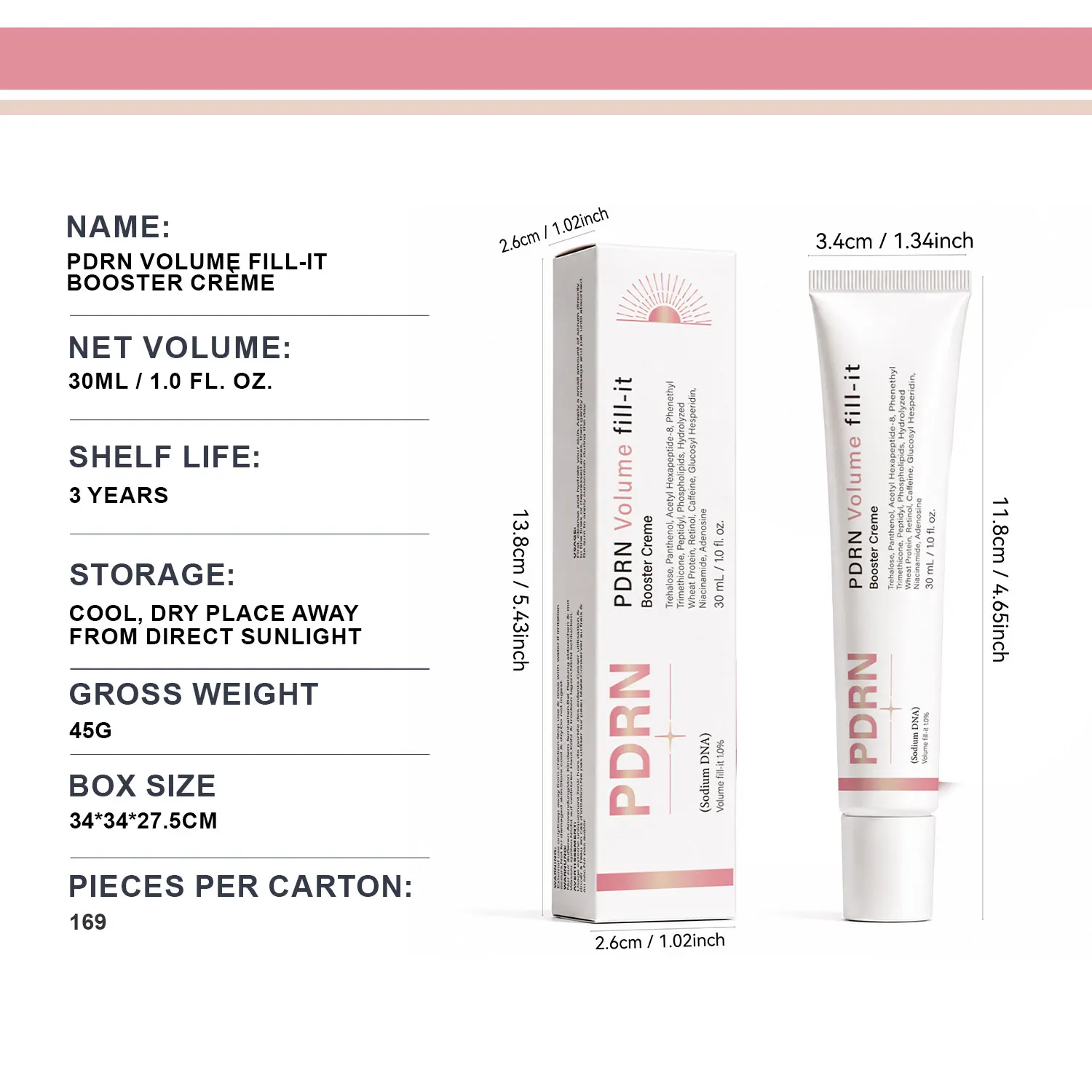 PDRN Volumen-Fill Booster Creme für Gesicht Faltenreduktion Straffung Lifting Anti-Aging Feuchtigkeitsspendende Tägliche Pflege 30ml – Detail 5