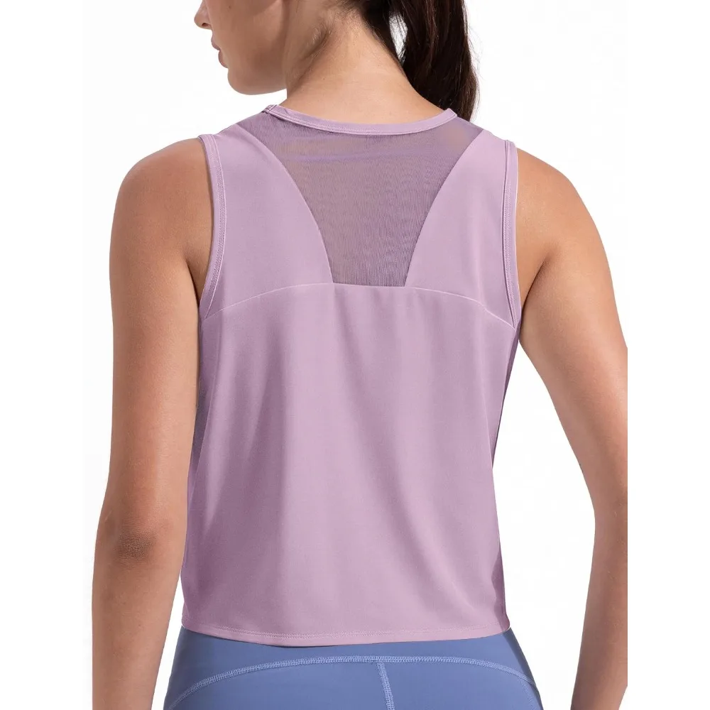Pioneer Camp Women's Athletic Tank Top with Mesh Panel, Loose Fit Sleeveless Muscle Shirt for Workout Yoga Running