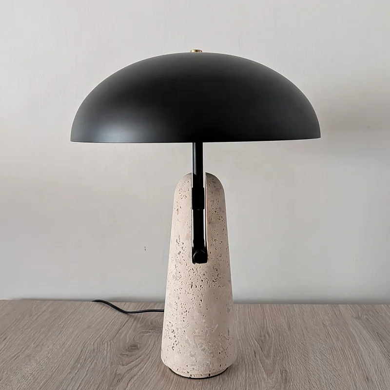 New Design Luxury Marble Table Lamp Portable Creative Metal Shade Table Lamps for Hotel Living Room Wabi Sabi Style
