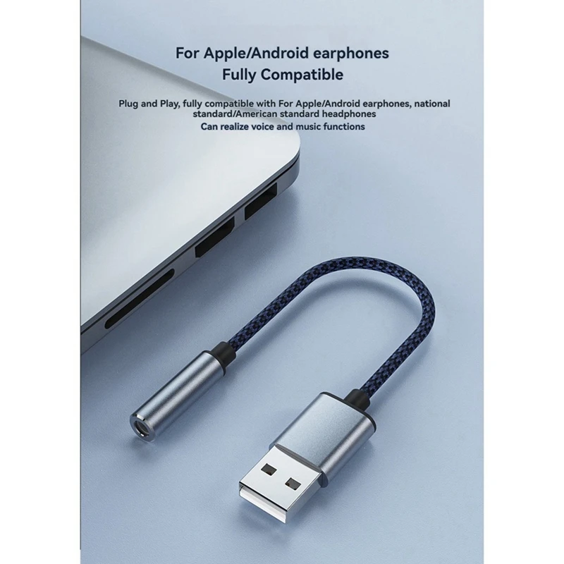 APPLIA-USB To 3.5Mm Audio Cable USB A To 3.5Mm Female External Stereo Sound Card Headphone Micphone Sound Adapter
