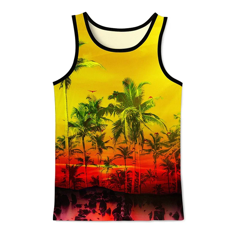 2024 New Hawaii 3D Printed Men\'s Vest Summer Everyday Street Fashion Casual Men\'s Vest Outdoor Sport Men\'s Sleeveless T-Shirt